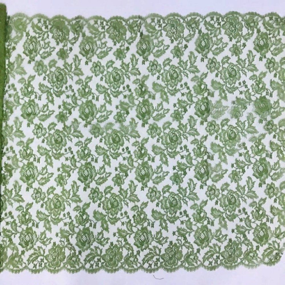 Lace Fabric Floral Roses Scalloped Edge